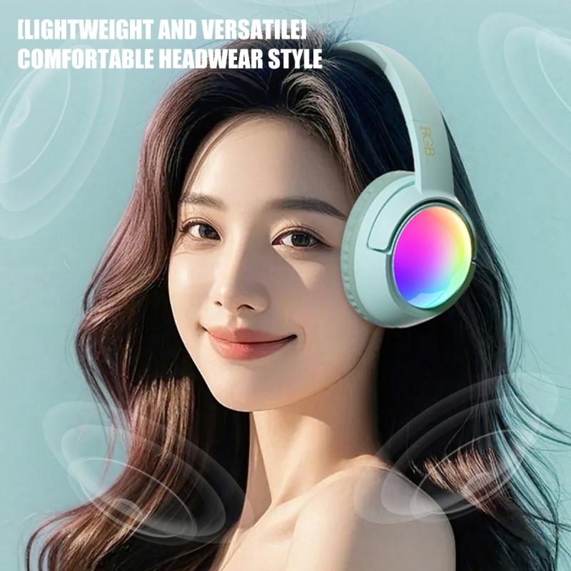 Foldable LED Gaming Headphone with Noise Canceling Bluetooth-compatible 5.4 Long Battery Life Auxiliary TF Card Support