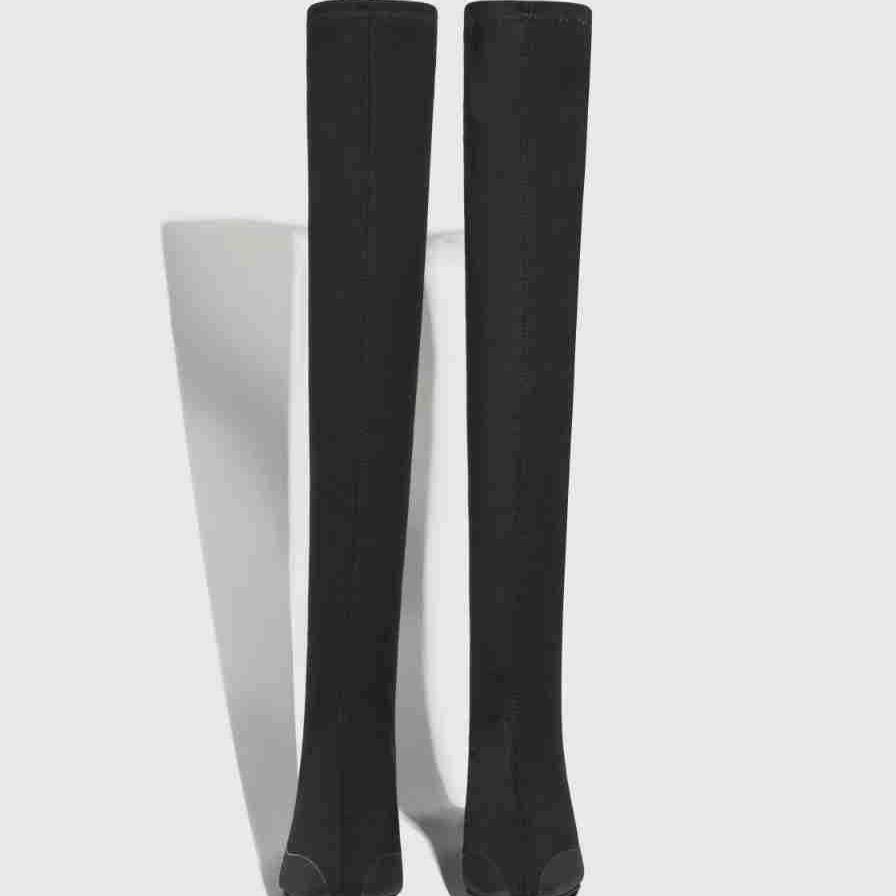Minimalist wind inner height increase knee boots women's new high elastic bare boots versatile temperament thin boots show thin elastic boots