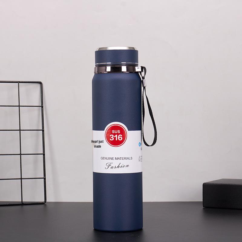 Large Capacity 304 Stainless Steel Insulated Sports Water Bottle with Lanyard - Portable Travel Cup