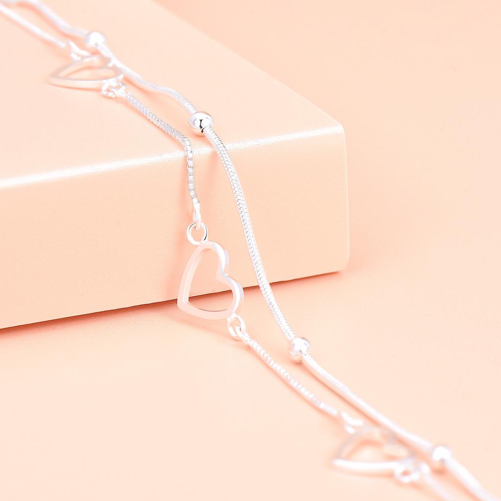 925 Silver Heart Chain Hand Bracelets Woman Wedding Ladies Vintage Luxury Designer Jewelry Accessories Argent 925