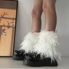 Fuzzy Faux Furs Leg Warmers Furs Heels Long Boots Cuffs Cover Has Elastic One Pair Carnivals Boot Cover Y2K JK Uniform