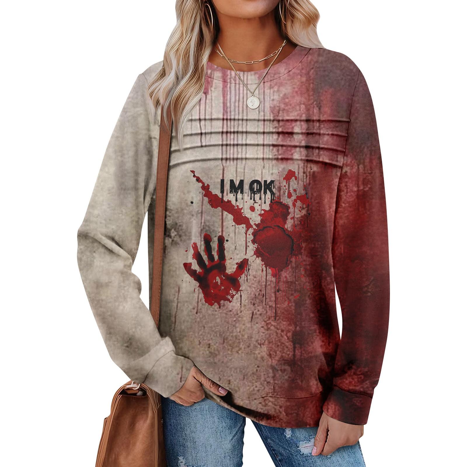 

Women s Casual Long Sleeve Round Neck Sweatshirt Fit Pleated Top L