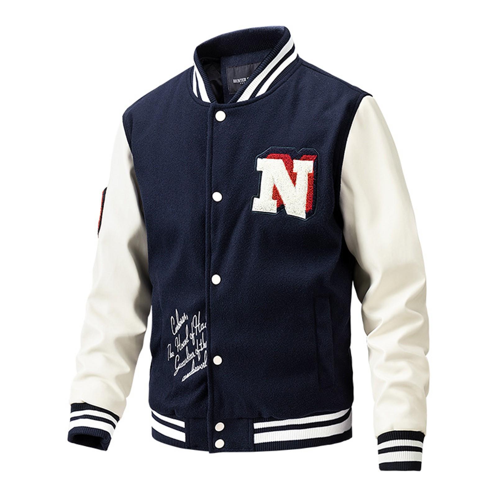 

Бейсбольная куртка, мужская и зимняя, новая повседневная шерстяная куртка с цветными вставками XXXL