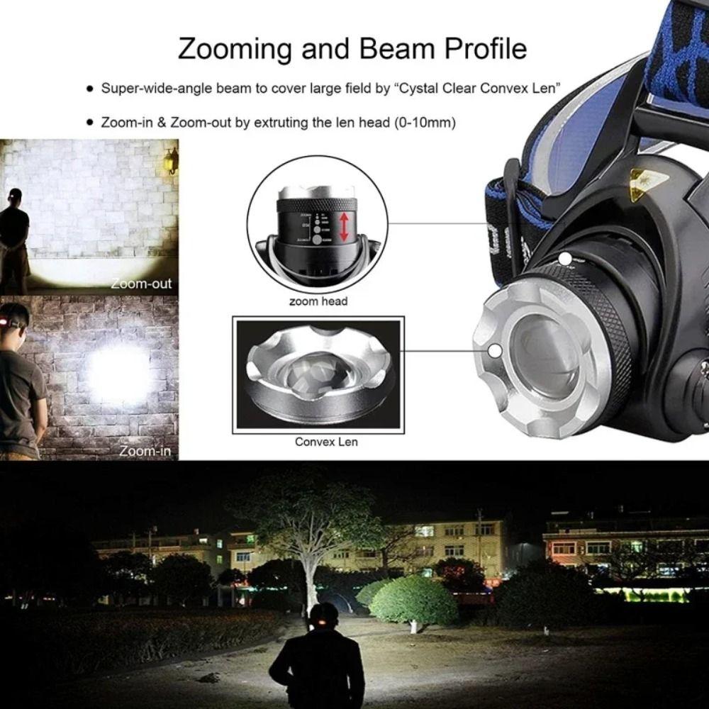 Super Bright LED Headlamp USB Charging Zoomable Head Torch New Telescopic Headlamp  Hunting