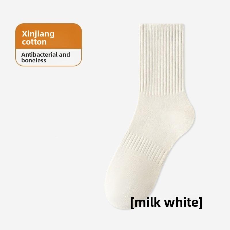 Pure Cotton Socks, Mid-length, Size 7A, Antibacterial, Sweat-absorbing, Odor-resistant, Business-style, Men's, Sport and Casual Long Socks