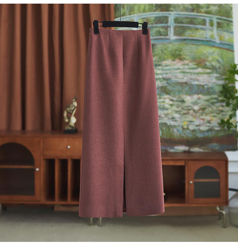 French Light Luxe Beaded Knit Top & Midi Skirt Set for Women