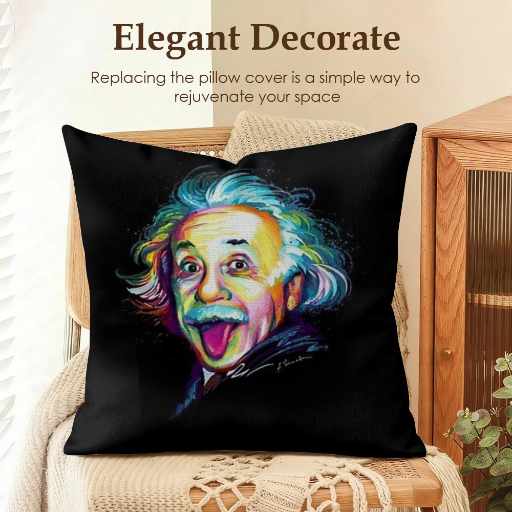 Funny Physics EEINSTEINes Cushion Cover Natural Linen Organic Fabric DoubleSided Printing Sofa Home Decor Gift Pillow Case