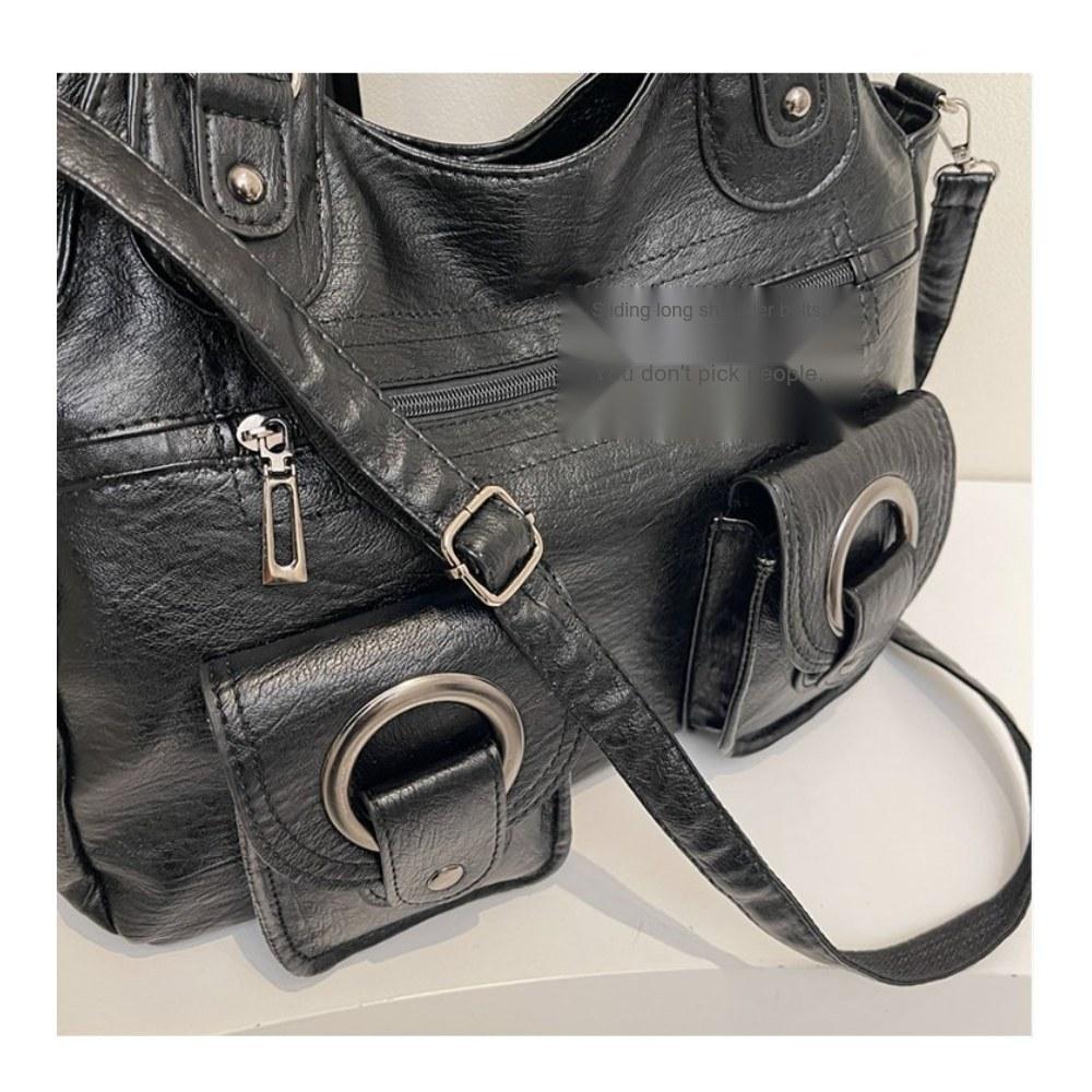 Multi Carry Faux Leather Handbag with Shoulder Crossbody and Handheld Options