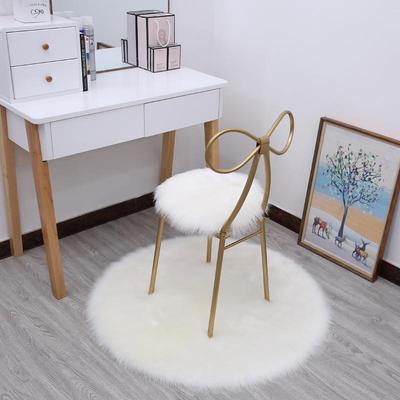 Tappeto rotondo bianco e soffice - effetto lana per soggiorno, sedia da computer o camera da letto 
