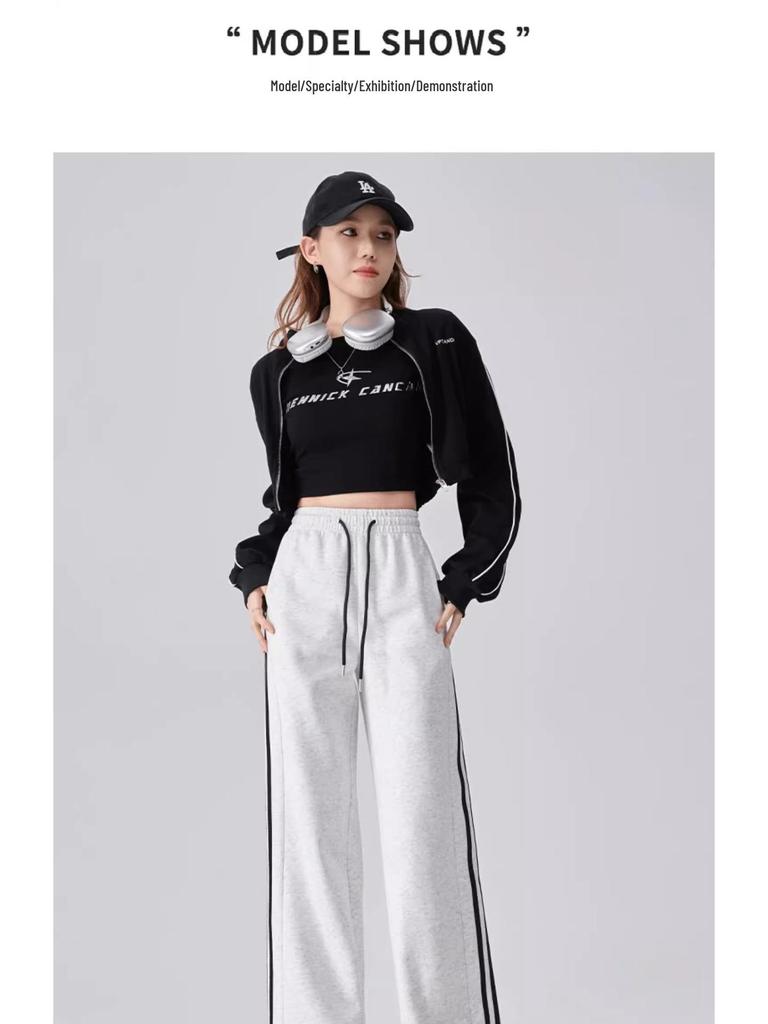 Women's High Waist Striped Wide Leg Sweatpants - Spring 2025 Edition