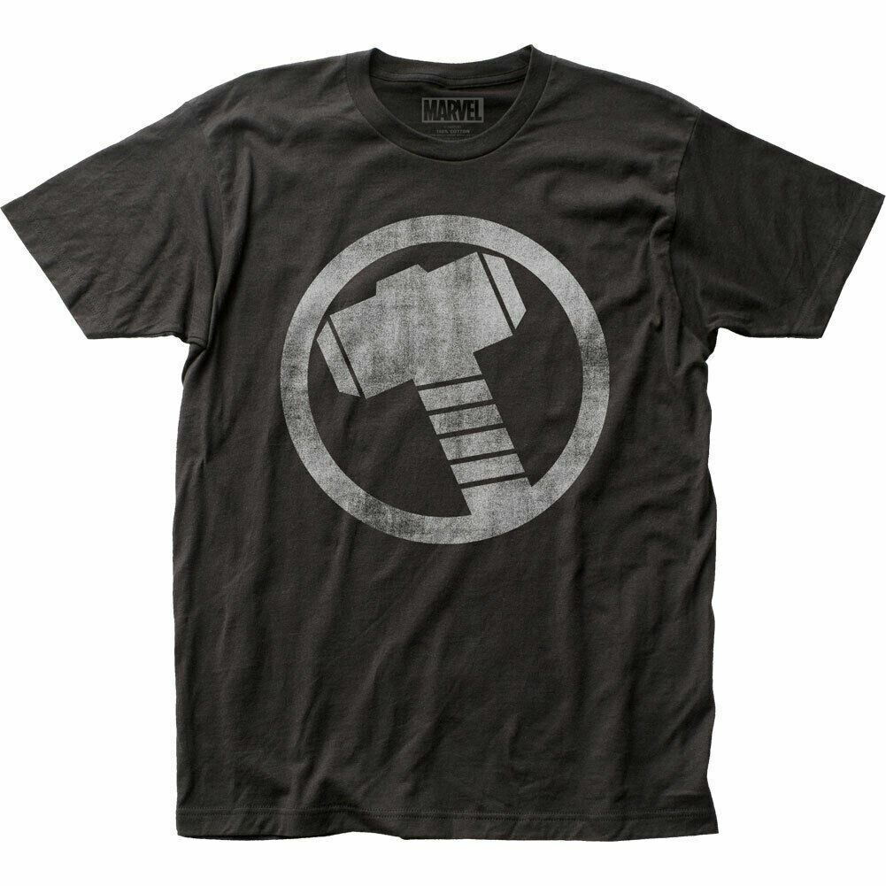 26 Thor Distressed Icon T Shirt Mens Licensed Marvel Avengers Movie Hammer Black Unisex T-Shirt XL