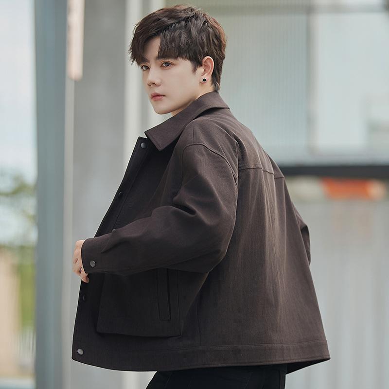 Men's Casual Jacket Spring and Autumn Wear Ruffian Handsome High-end Lapel Korean Version Coat Top