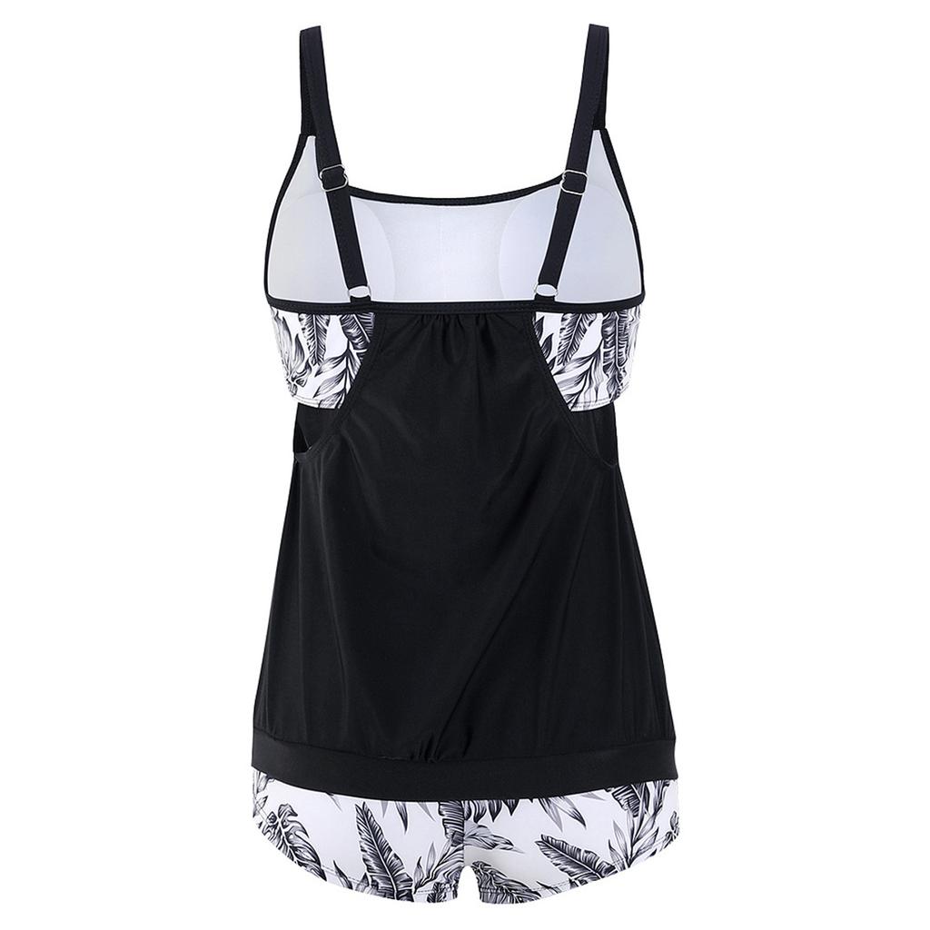 Women’s Tankini Top with Floral Print Hem and Adjustable Straps for Swimming and Beachwear Comfortable Fit