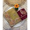 Premium soft zippy silk with c pallu multi thread and zari embroidery work with readymade lace and piping border