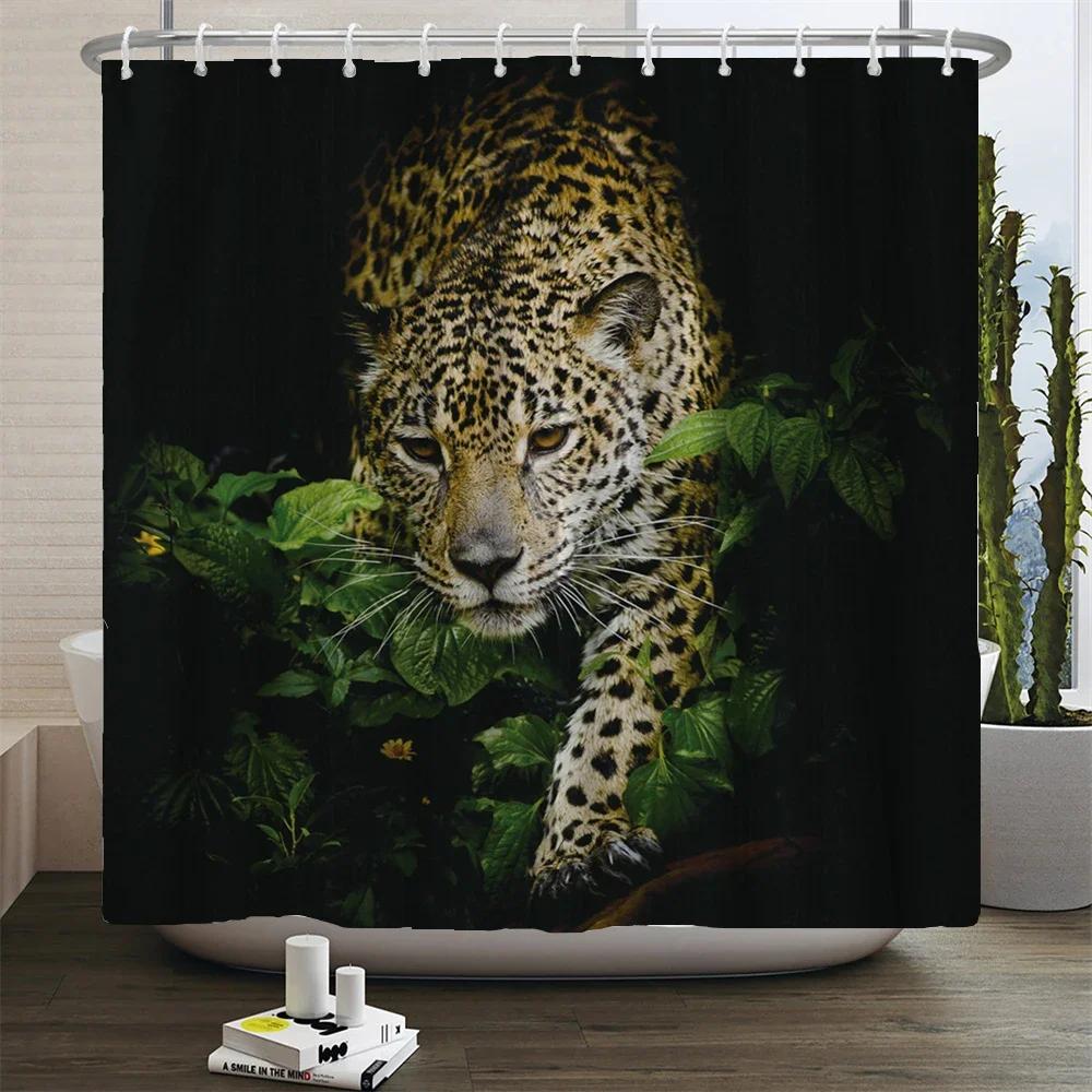 Animals Printed Lion, Tiger, Cat,Elephant,3D Bath Curtains Waterproof Polyester Cloth Washable Bathroom Shower Curtain With Hook