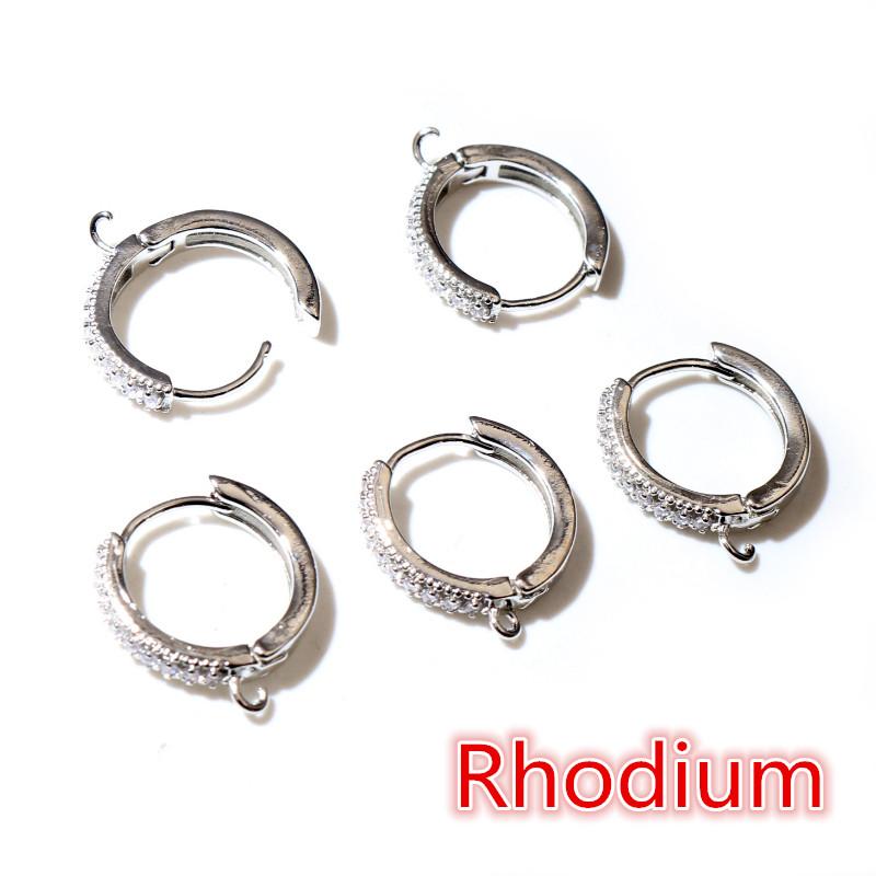 10pcs 15mm with Zircon Gold Silver Color Earring Hooks Leverback Open Loop DIY Earring Clips Clasp Jewelry Making Accessories
