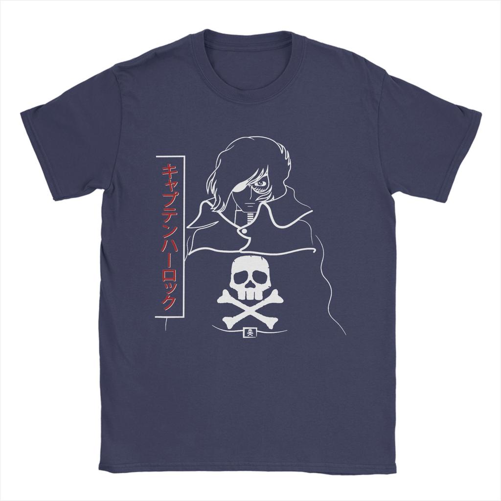 Space Pirate Captain Harlock Albator T-Shirts for Men Casual Cotton Tees Round Neck Short Sleeve T Shirt Graphic Clothes