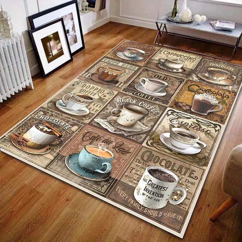 NEW! Living Room Bedroom Bedside Sofa Floor Mat 3D HD Various Flavors of Coffee Art Print Carpet Modern Home Decor Area Rug GIFT