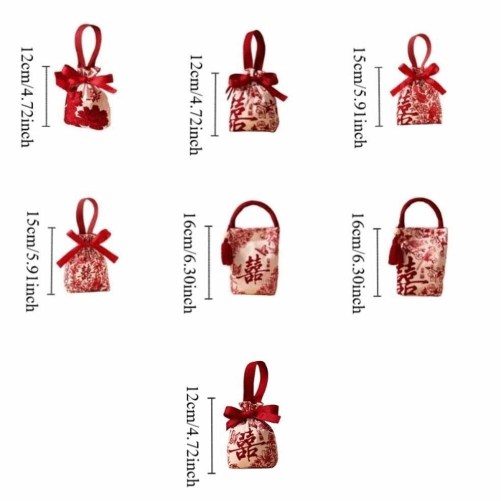 Blessing Words Chinese Wedding Candy Bag Drawstring 2026 Money Pocket Brocade Red Envelope  Wedding