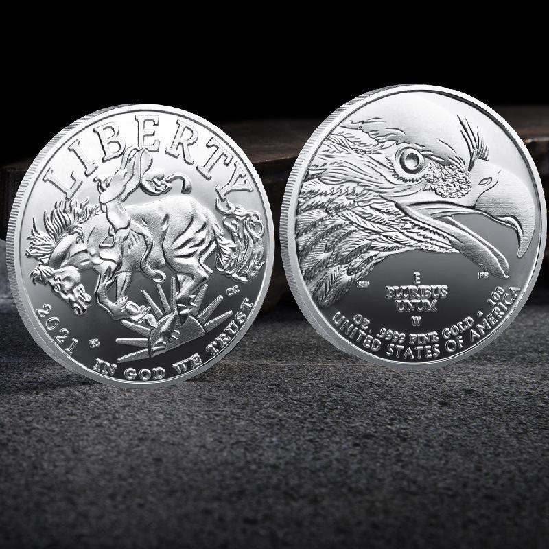 Eagle Head Knight Commemorative Medal Metal Plated Gold and Silver Coins Collection Crafts Ornament Commemorative Coins Metal Crafts