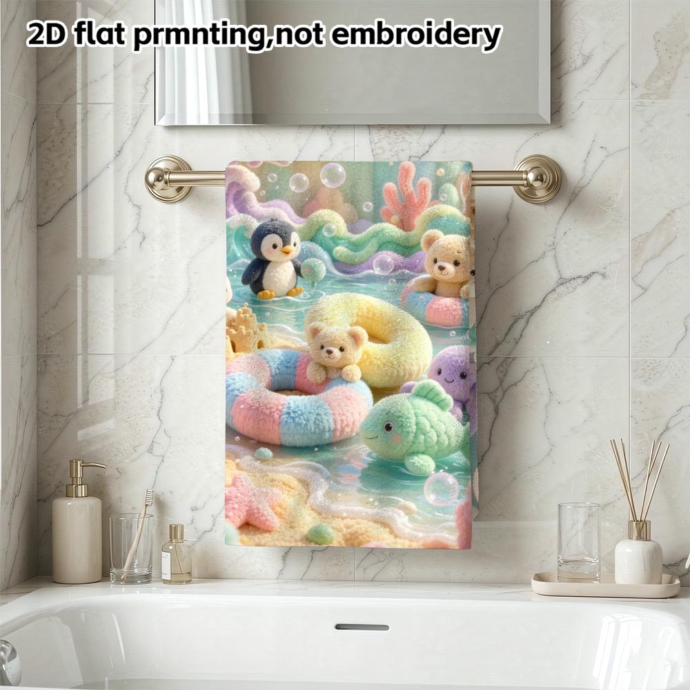 Beach Party Cute Plush Animal Print Towel, Soft Absorbent Bath Towel for Kids