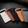 Solid Color Matte Leather Slim Phone Cover For Google Pixel 9 Pro XL Pixel 8A Luxury Card Slot Hard PC Shockproof Lens Protection Case
