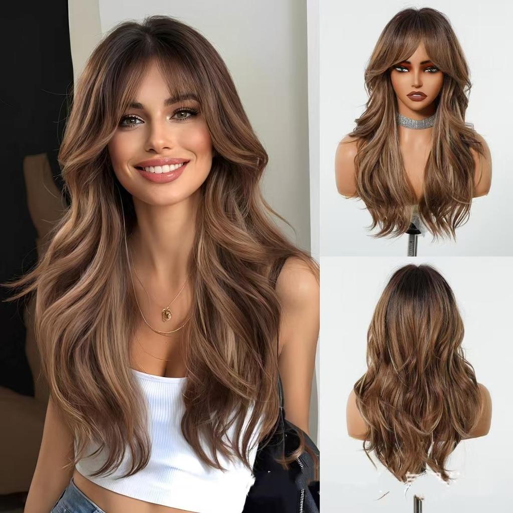 20 Inch Long Layered Cut Wigs for Women, Gorgeous Fluffy Wigs, Synthetic Full Machine Wigs for Party, Daily Use, Synthetic Fiber Wig