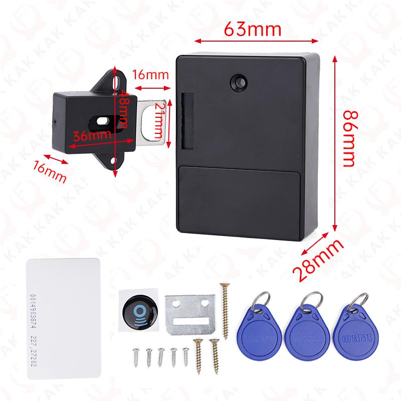

KAK Electronic Lock Locker RFID Cabinet Lock Invisible Sensor Lock Hidden Drawer Locks Keyless Child Safety Lock Door Hardware чорний