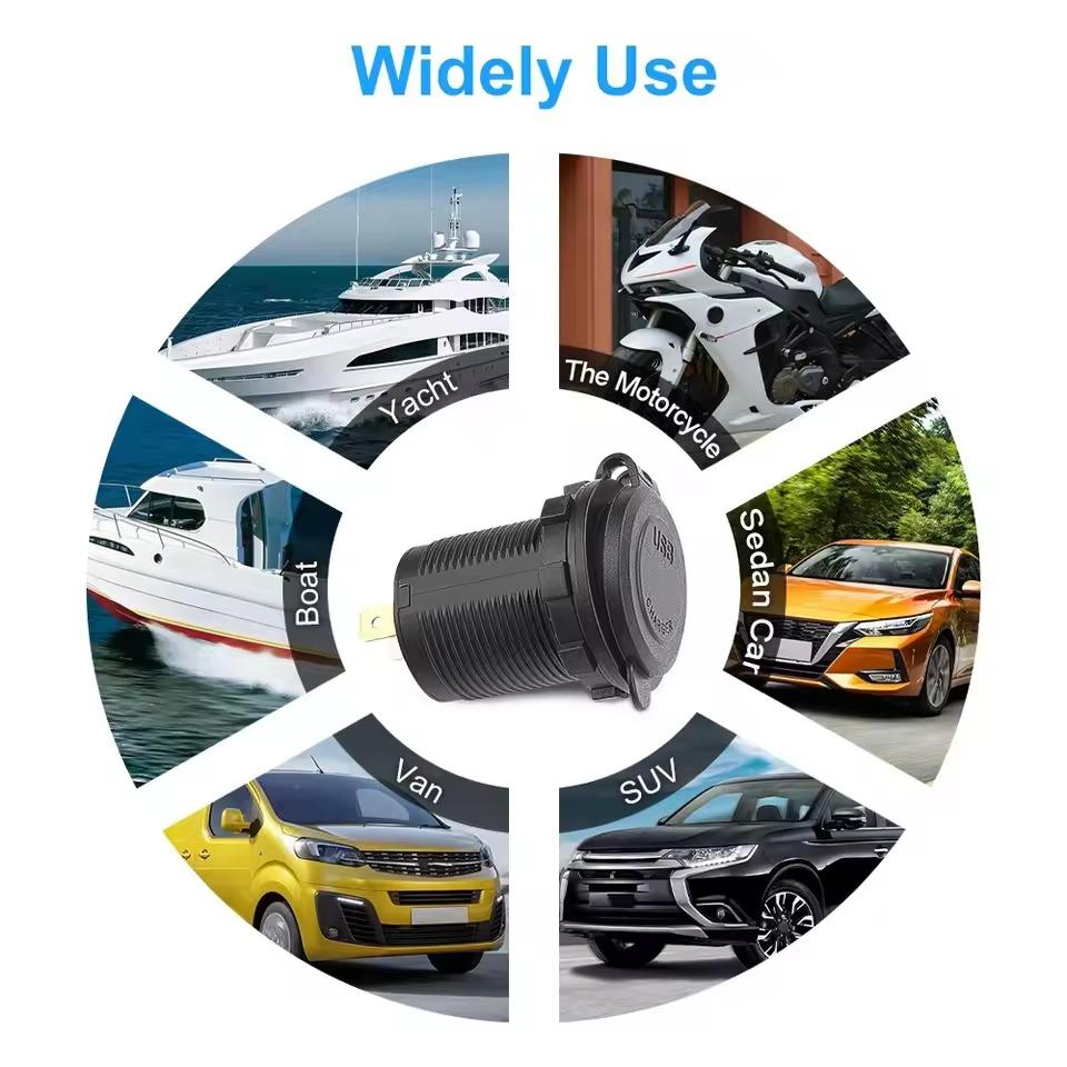 Quick Charge 3.0 Dual USB Car Charger Waterproof 12V/24V QC3.0 USB Fast Charger Socket Power Outlet with Touch Switch