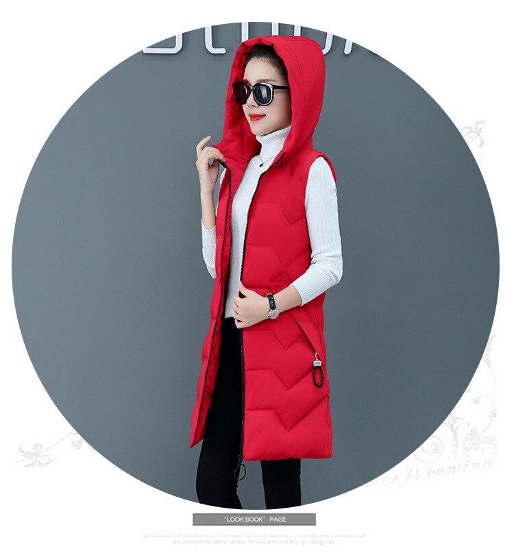 Frauen Herbst Winter Midi Mit Kapuze Ärmellose Weste Mantel Outwear Mantel Übergroße Puffer Jacke Baumwolle Gefütterte Parkas Weste 7 Farbe