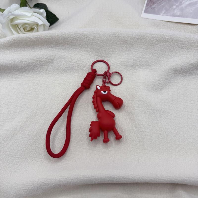 Kreskówkowy Uroczy Flokowany Kucyk Breloczek Zodiakalny Koń Wisiorek Breloczek Dekoracja do Powieszenia na Plecak Maskotka Roku Prezenty
