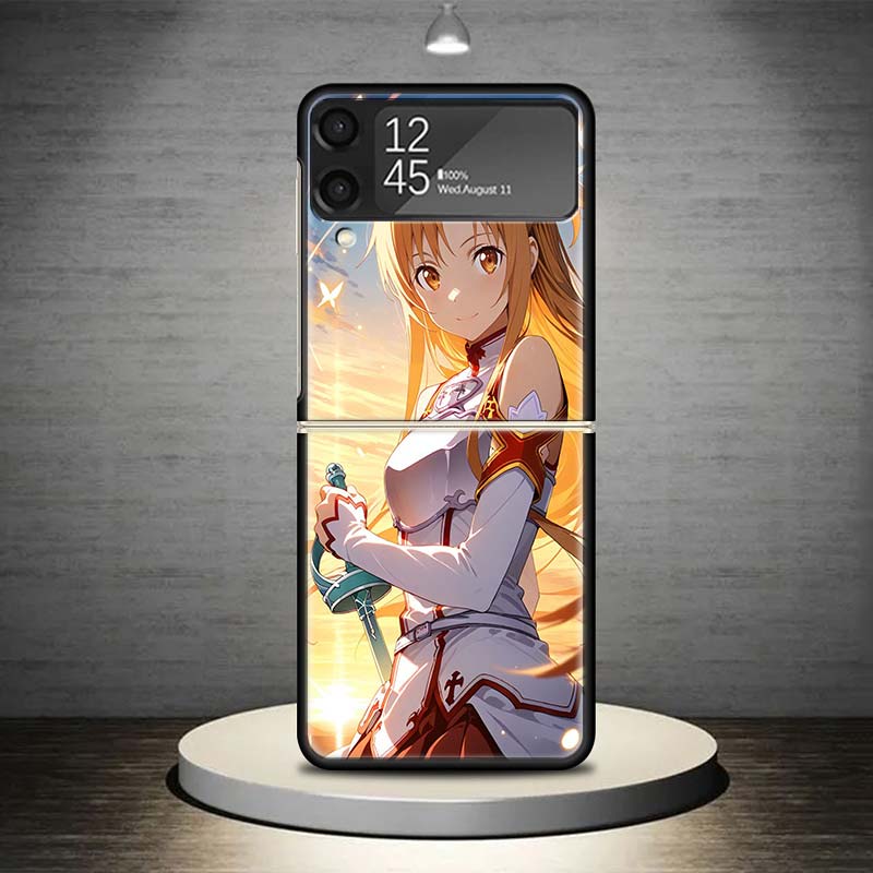 Anime Sword Art Online SAO Phone Case For Samsung Galaxy Z Flip 7 6 5 4 3 5G Shockproof Cover Z Flip7 Flip6 ZFlip5 Flip3 Flip4 L