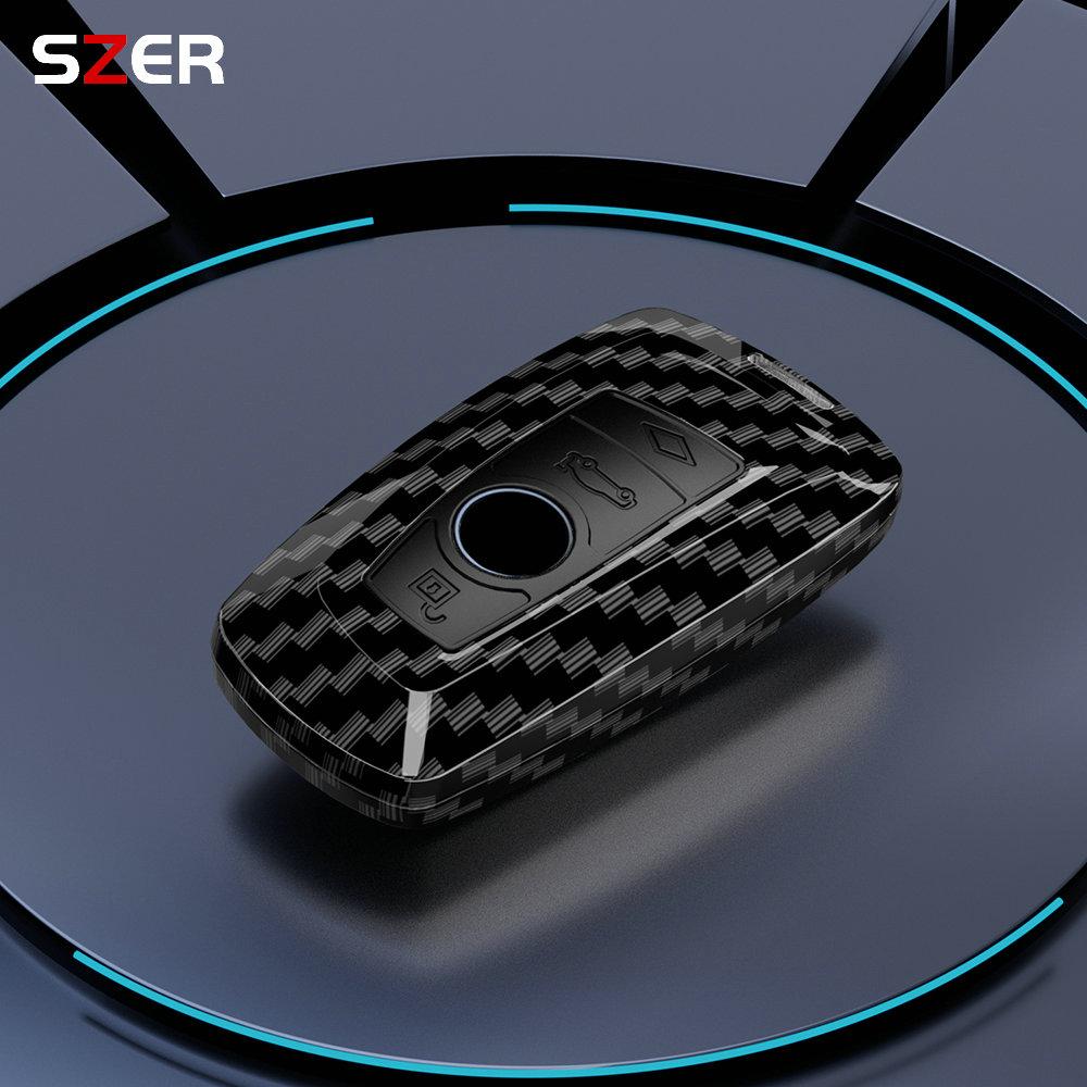 

For BMW 1 2 3 4 5 6 7 Series X1 X3 X4 X5 X6 X7 F10 F20 F30 G20 G30 G01 F15 F16 G02 G05 F34 ABS Carbon Fiber Car Key Case Cover