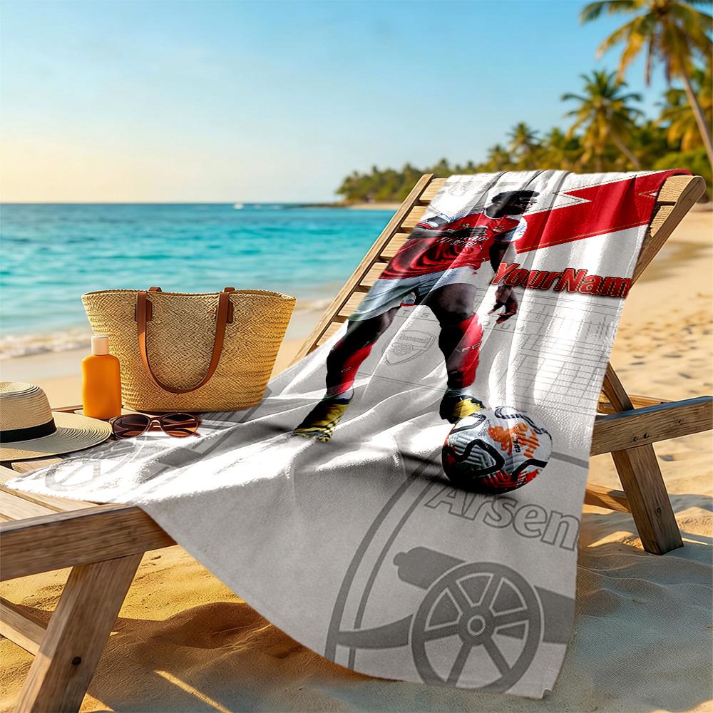 Arsenal Customize Text Beach Towel Super Soft Microfiber Quickdry Fabric Perfect for Traveling Yoga Camping and Swimming