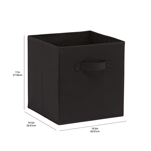 Amazon Basics Foldable Storage Box Set of 6 with Handles, Black, 27 X 27 X 28 Cm