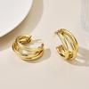 European and American Ins Style Internet Celebrity Gold Pigment Earrings French Light Luxury Metal C-shaped Multi-layer Earrings Women's Jewelry