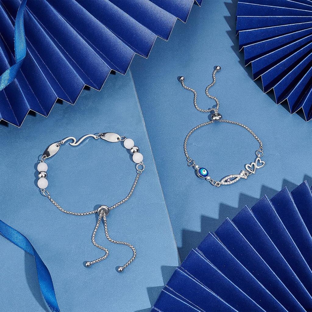 UNICRAFTALE 10pcs 9"(230mm) Stainless Steel Adjustable Slider Bracelet Metal Bracelet Chain Slider Bracelet Extender Chains with Ball Ends for Women