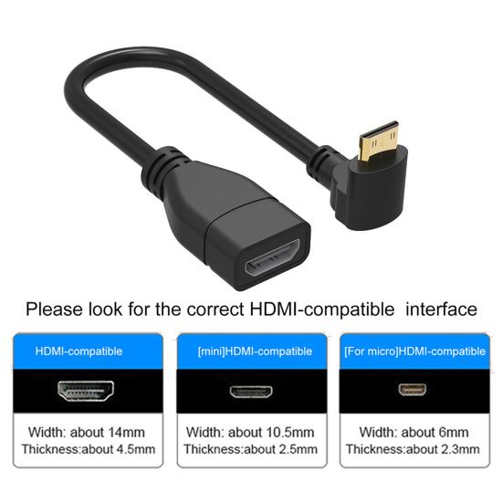 HDMI-compatible Extension Cable 20cm 90-Degree Right Angle Type PVC Male To Female Adapter Cord for TV