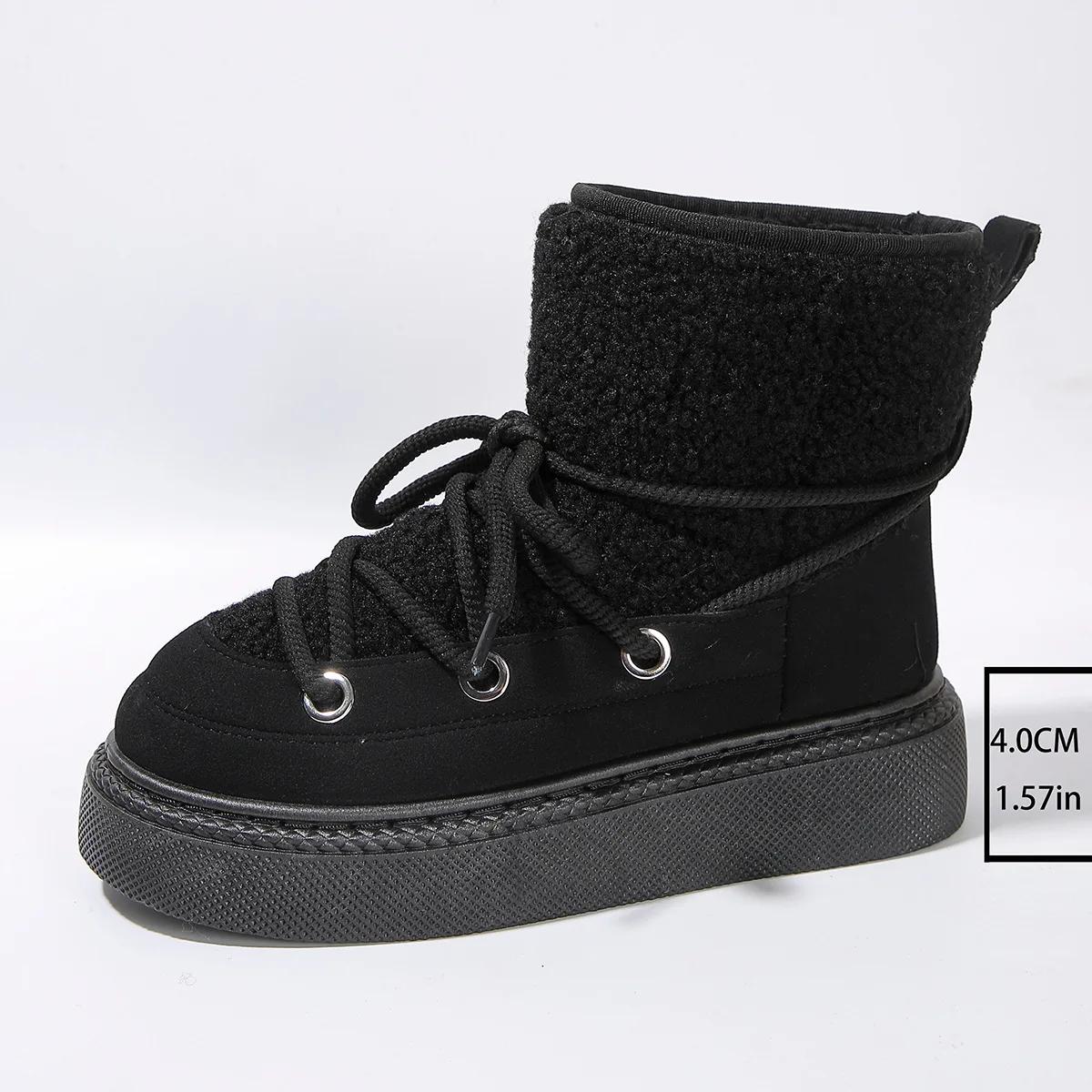 

Классические утолщенные женские зимние ботинки из пуха, удобные теплые ботильоны, женские новые зимние ботинки для женщин, массивные ботинки для женщин 42