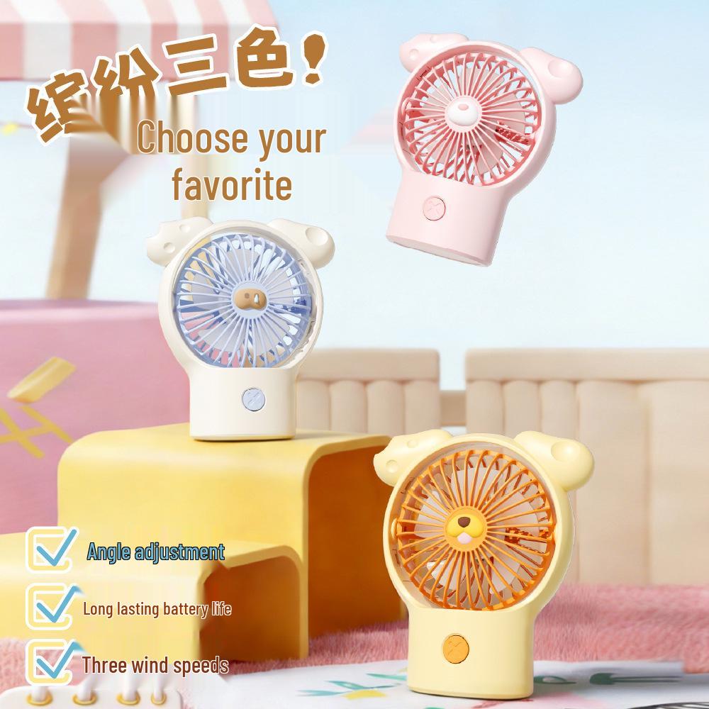Cute Bear Mini USB Rechargeable Portable Fan Factory Cartoon Style Fan