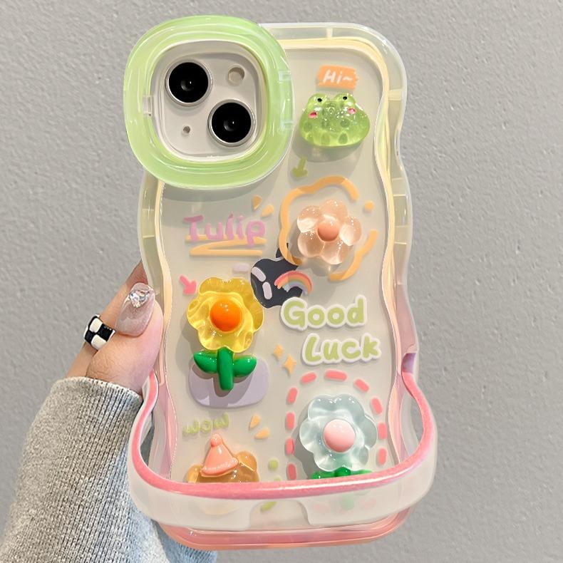 

Подходит для 15promax iPhone Чехол IPhone 14 Gradient Frog Doll 13 Double Stand 16 High-end Sense Women iphone 13