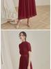 Elegantes, weinrotes Chiffon-Swingkleid für den Sommer 2024: Europäischer und amerikanischer Stil