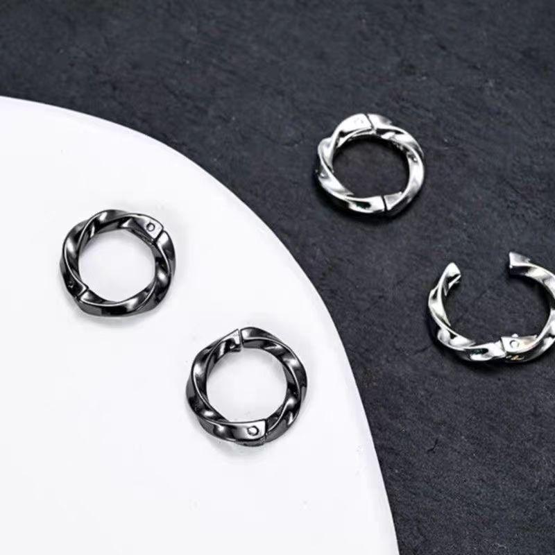 Men's Trendy Clip-On Fake Ear Studs - Hip-Hop Style Earrings with No Piercing Required