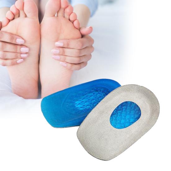 1Pair Heel Insoles Shock Absorption Wraparound Protection Rubber Shoe Inserts for Plantar Support