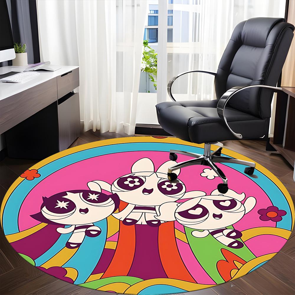 1pc Powerpuff Girls Office Round Area Rug, Under Office Chairs Bedroom Living Room Home Decor  A1022277