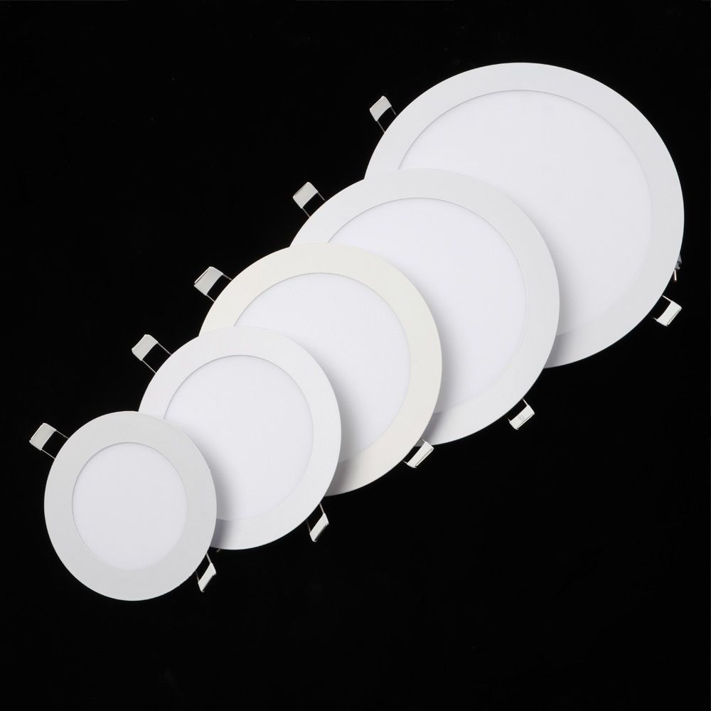 Foco LED Empotrable Para Techo - Panel Plano Redondo, 3W A 24W, Luz Blanca Cálida O Fría (3000K-6500K)