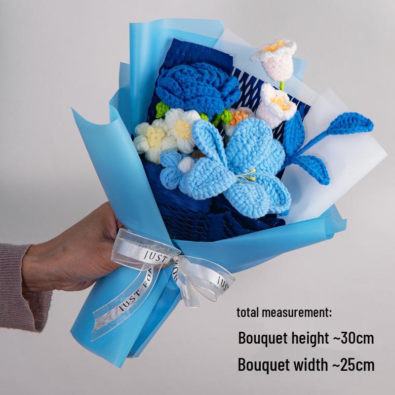 Mother s Day Knit Yarn Bouquet: Rose & Tulip Woven Flowers, Ideal Graduation Gift