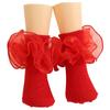 Girls Puffy Lace Socks Kids Combed Cotton Ruffled Trim Solid Ankle Socks Baby Girl Skirt Outfit Accessories