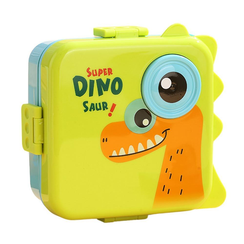 1660ml Dinosaur Lunch Box Sealed Cartoon Bento Box Double Layer Plastic Microwave Lunch Box For Kids