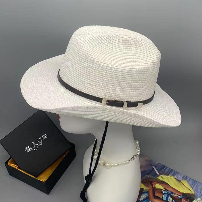 Spring And Summer Men'S Sunscreen Cowboy Hats, Holiday Style Straw Hats, Foldable Straw Hats For Children